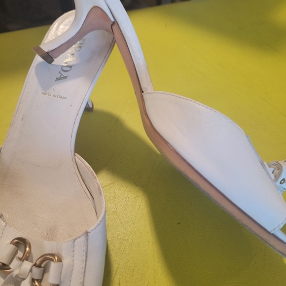 PRADA slides with tassels white leather 8/39 - Picture 2 of 4